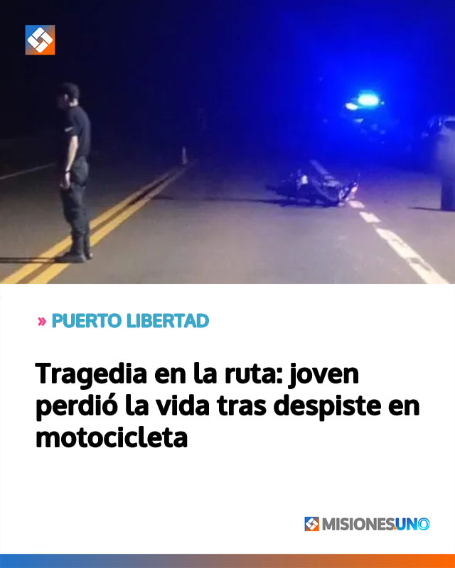 PUERTO LIBERTAD: Tragedia en la ruta: joven perdió la vida tras despiste en motocicleta