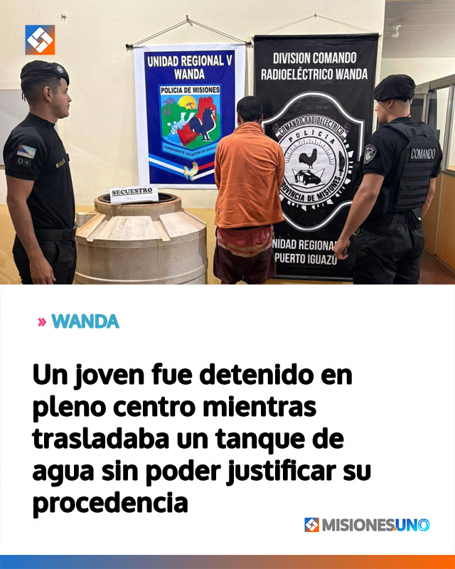 Un joven fue detenido en pleno centro mientras trasladaba un tanque de agua sin poder justificar su procedencia