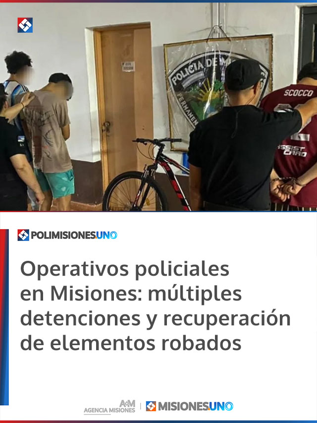 Operativos policiales en Misiones: múltiples detenciones y recuperación de elementos robados