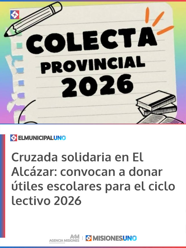 Cruzada solidaria en El Alcázar: convocan a donar útiles escolares para el ciclo lectivo 2026