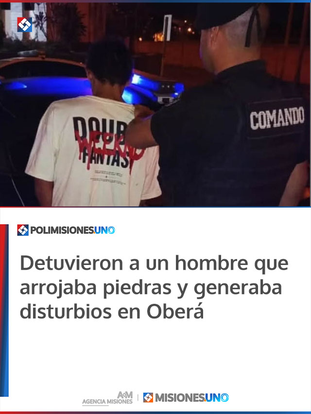 Detuvieron a un hombre que arrojaba piedras y generaba disturbios en Oberá