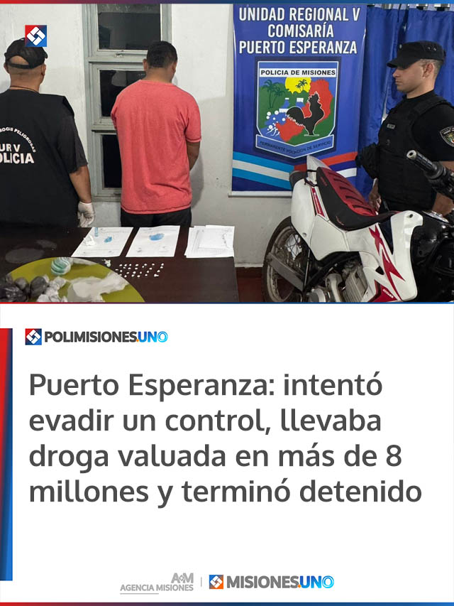 Puerto Esperanza: intentó evadir un control, llevaba droga valuada en más de 8 millones y terminó detenido