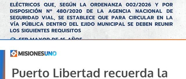 Puerto Libertad recuerda la vigencia de la ordenanza que regula el uso de monopatines eléctrico