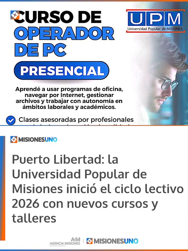 Puerto Libertad: la Universidad Popular de Misiones inició el ciclo lectivo 2026 con nuevos cursos y talleres