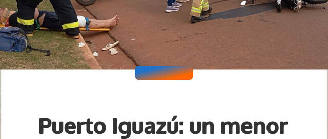Puerto Iguazú: un menor resultó herido tras un choque entre una moto y una camioneta